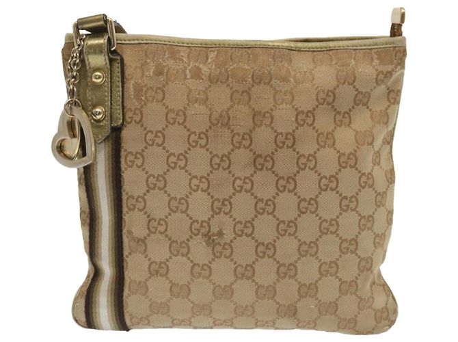 Borsa a tracolla GUCCI Canvas GG Sherry Line Nero Beige Marrone 144388 auth 67062 - vista 13
