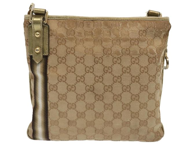 Borsa a tracolla GUCCI Canvas GG Sherry Line Nero Beige Marrone 144388 auth 67062 - vista 2