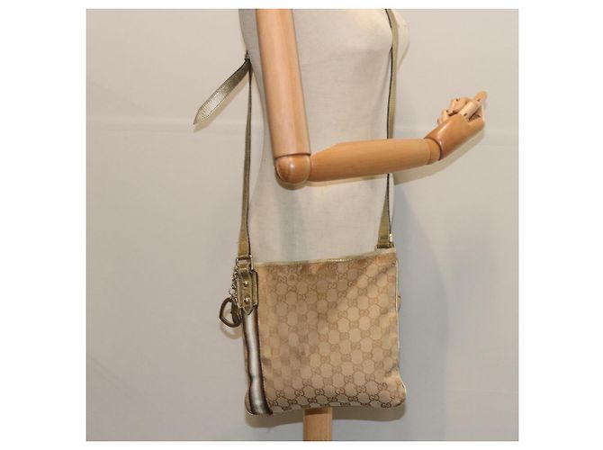 Borsa a tracolla GUCCI Canvas GG Sherry Line Nero Beige Marrone 144388 auth 67062 - vista 21