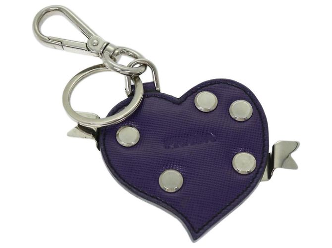 Saffiano PRADA Charm Safiano leather Purple Auth ac2801 - view 2