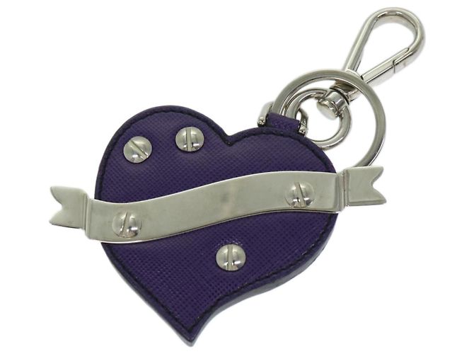 Saffiano PRADA Charm Safiano leather Purple Auth ac2801 - view 3