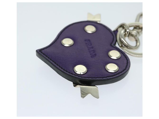 Saffiano PRADA Charm Safiano leather Purple Auth ac2801 - view 4