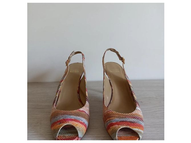 Stuart Weitzman Sandalen mit Absatz aus Leder Schlangenmuster Mehrfarben - Ansicht 3