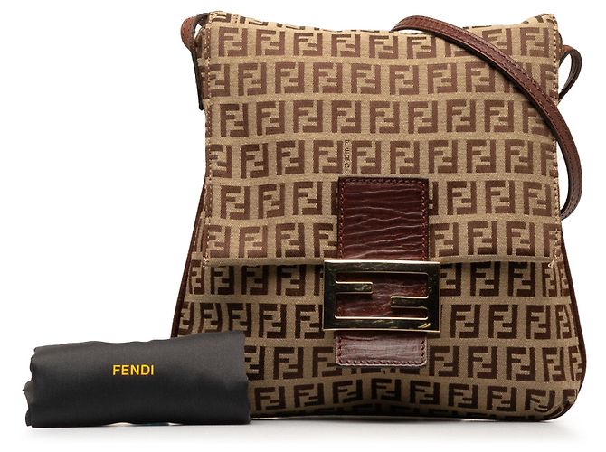 Borsa a tracolla Zucchino marrone di Fendi - vista 12