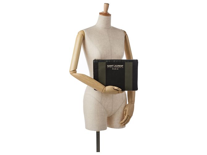 Pochette da spiaggia nera con zip Saint Laurent Nero - vista 10