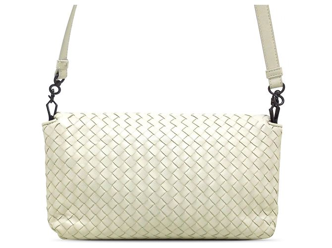 Borsa a tracolla con patta intrecciata bianca di Bottega Veneta Bianco - vista 3