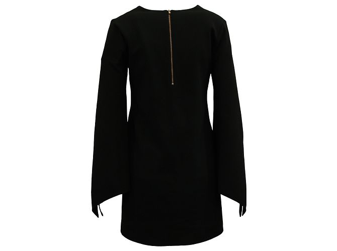 Tibi – Langärmliges Kleid mit V-Ausschnitt aus schwarzem Polyester - Ansicht 3
