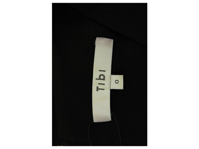 Tibi – Langärmliges Kleid mit V-Ausschnitt aus schwarzem Polyester - Ansicht 4