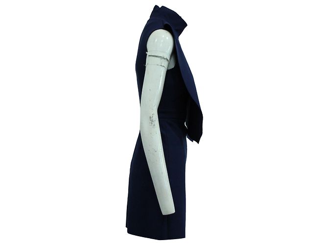 Miniabito MSGM a collo alto in poliestere blu navy - vista 3