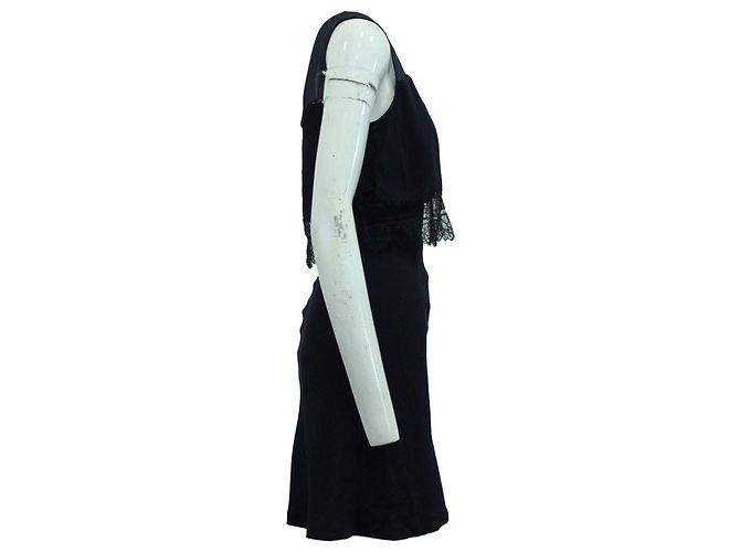 Minikleid von Sandro Paris mit Spitzendetails aus marineblauer Viskose - Ansicht 2