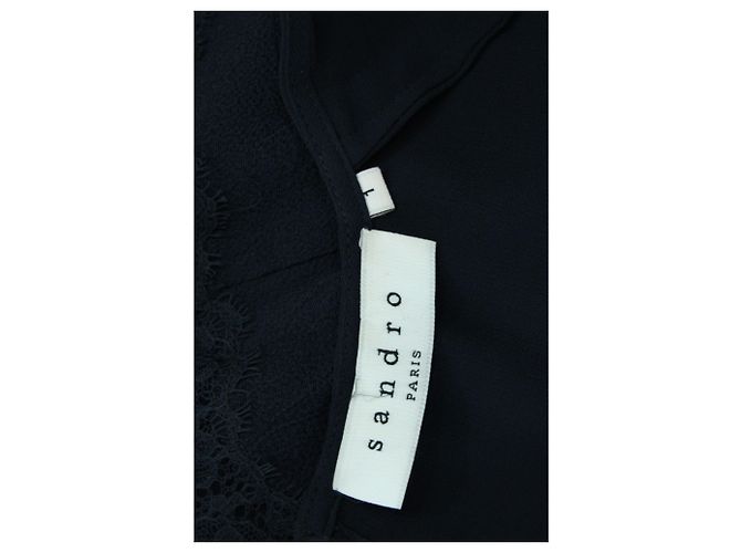Minikleid von Sandro Paris mit Spitzendetails aus marineblauer Viskose - Ansicht 4