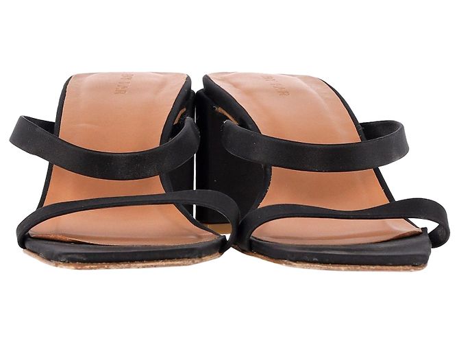 By Far Tanya Mules Sandals in Black Satin - view 2
