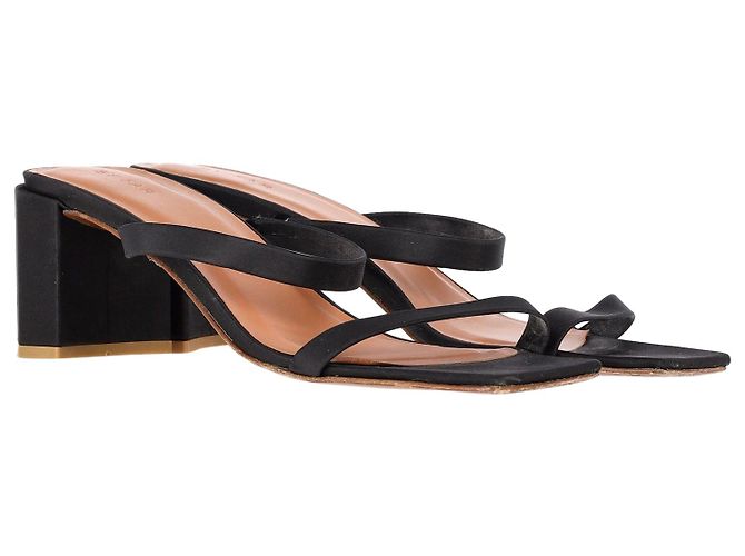 By Far Tanya Mules Sandals in Black Satin - view 3