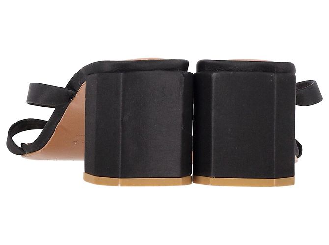 By Far Tanya Mules Sandals in Black Satin - view 4