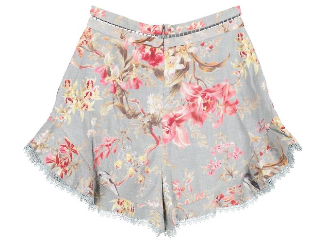 Zimmermann Mercer Flutter Frill Short em linho com estampa floral - vista 2