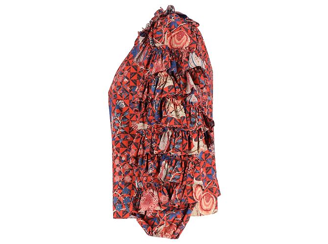 Top de manga con volantes de algodón rojo de Ulla Johnson Roja - vista 3