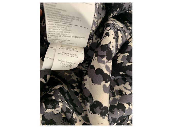 Autre Marque Abito midi in seta nero grigio e beige Multicolore - vista 5