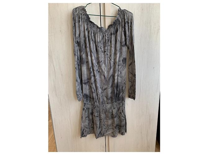 Gas Midi Kleid Grau aus Viskose - Ansicht 2
