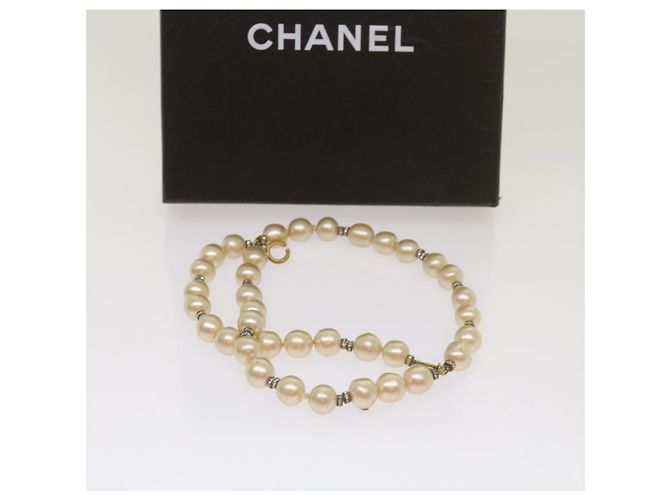 CHANEL Bracciale Perle Metallo Bianco CC Auth bs12272 - vista 8