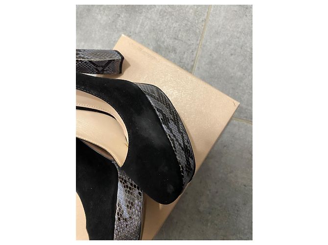 Prada Platform Shoes Black Python Suede Size 40 - view 5