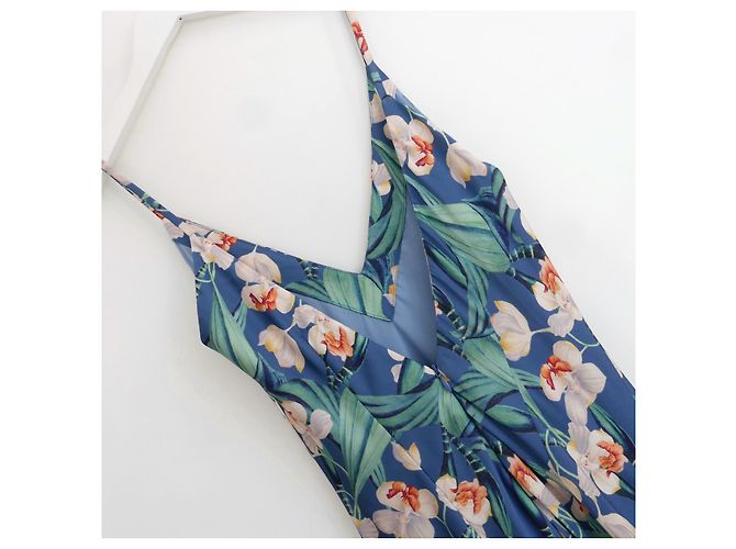 Autre Marque PatBO Blumenmuster Rüschen Saum Slip Kleid Blau - Ansicht 5