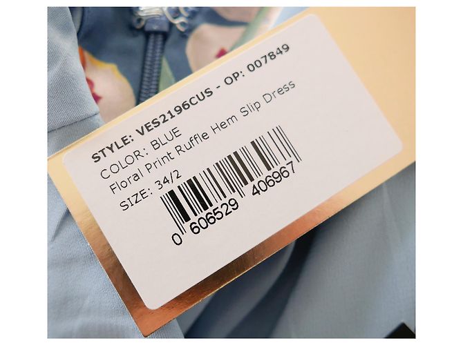 Autre Marque PatBO Blumenmuster Rüschen Saum Slip Kleid Blau - Ansicht 7