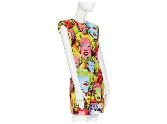 Mini vestido Versace Pop Art SS'91 sem mangas amarelo viscose - vista 2