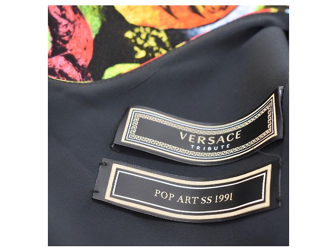 Mini vestido Versace Pop Art SS'91 sem mangas amarelo viscose - vista 3