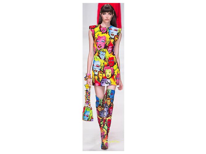 Mini vestido Versace Pop Art SS'91 sem mangas amarelo viscose - vista 4