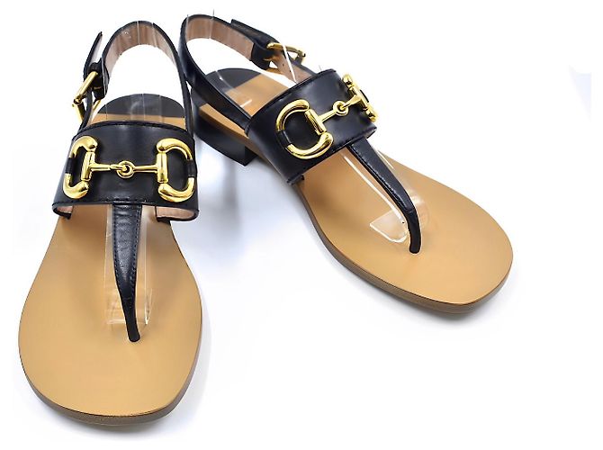 Sandali Gucci Horsebit in pelle nera 38 Nero - vista 2