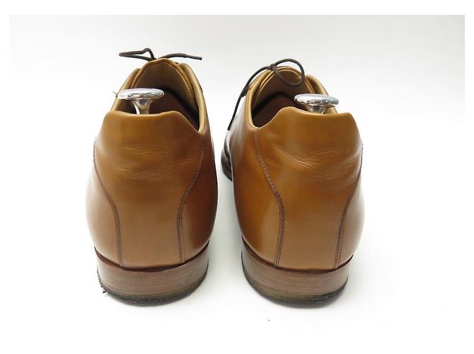 CHAUSSURES AUBERCY SNEAKER NOISETTE 9.5 43.5 BASKETS EN CUIR CAMEL LEATHER - vue 5