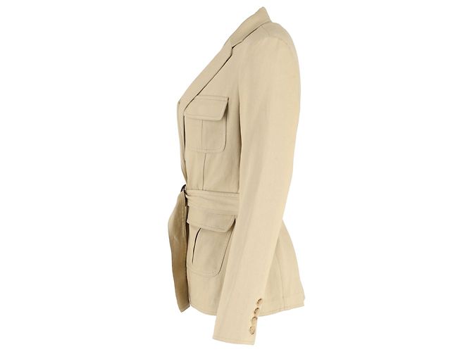 Nili Lotan Utility-Jacke mit Gürtel aus beiger Baumwolle Braun - Ansicht 2