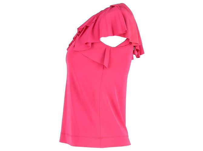 Top con volantes Red Valentino Garavani en algodón de seda rosa - vista 2