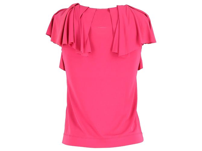 Top con volantes Red Valentino Garavani en algodón de seda rosa - vista 3