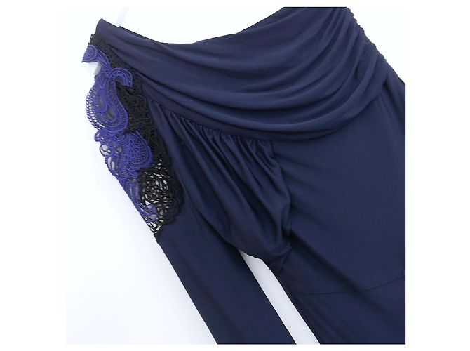 Yigal Azrouel Spitzen-Schulter-Jersey-Abendkleid Marineblau - Ansicht 2