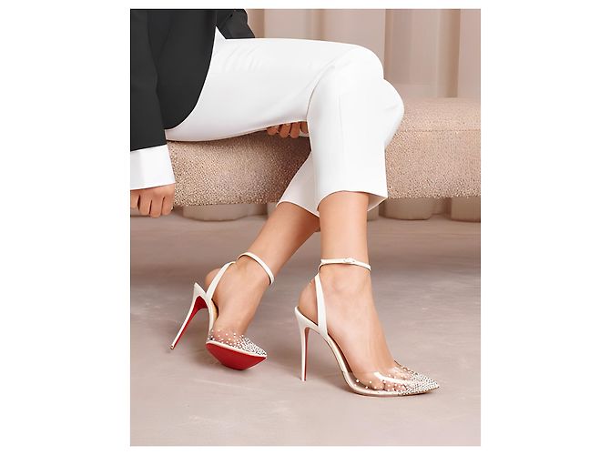 Décolleté Christian Louboutin Spikaqueen Pelle Eggshell Bianco sporco - vista 6