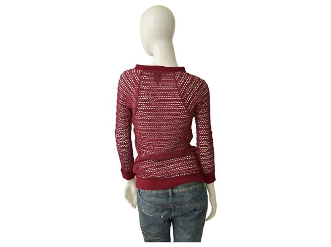 Blusa Isabel Marant Borgonha Perfurada Transparente Bordeaux - vista 2