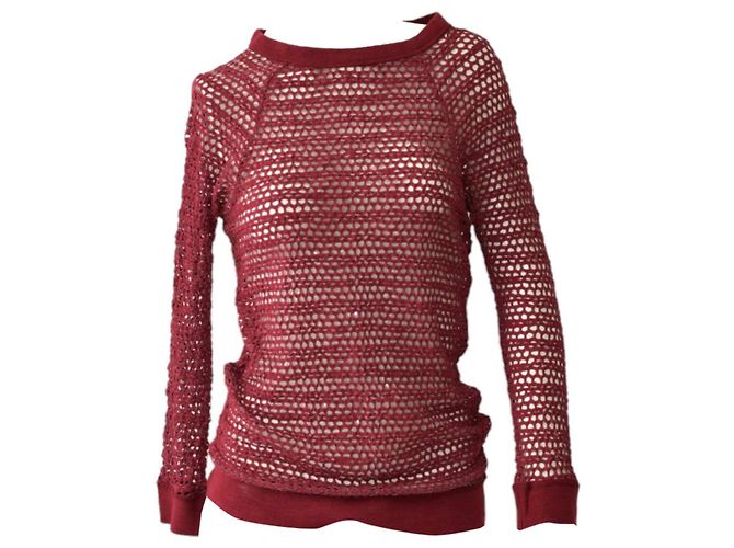 Blusa Isabel Marant Borgonha Perfurada Transparente Bordeaux - vista 3
