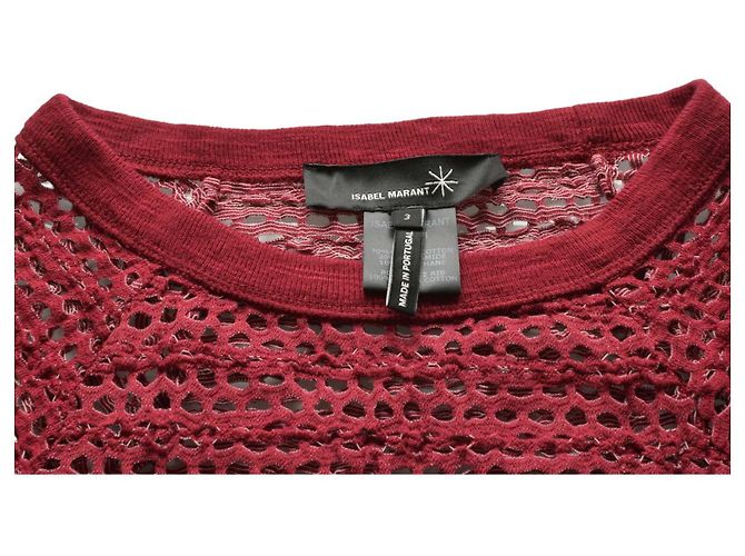 Blusa Isabel Marant Borgonha Perfurada Transparente Bordeaux - vista 4