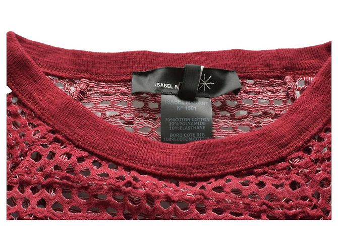 Blusa Isabel Marant Borgonha Perfurada Transparente Bordeaux - vista 5