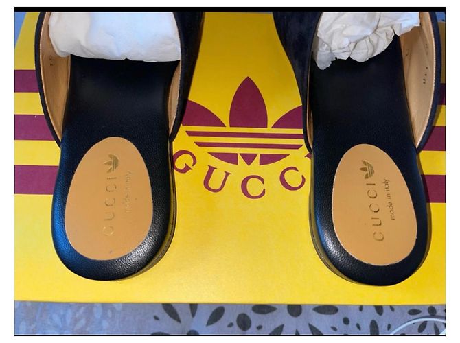 Mules Gucci x Adidas de piel de ciervo negra Negro - vista 3