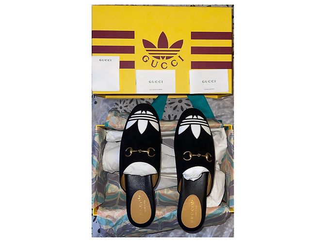 Mules Gucci x Adidas de piel de ciervo negra Negro - vista 7