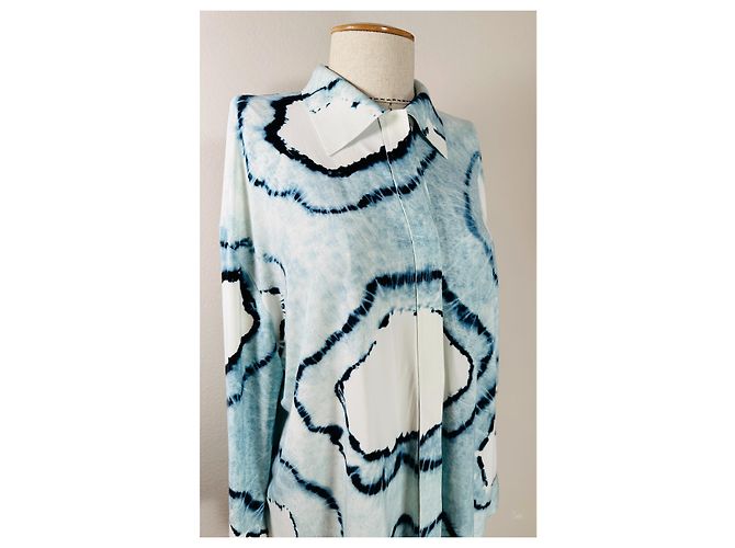 Camicia Norma Kamali Bianca e Blu Oversize Bianco - vista 2