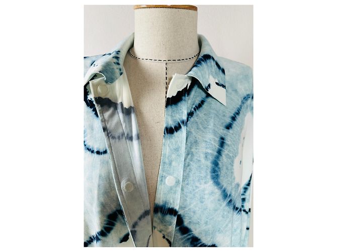 Camicia Norma Kamali Bianca e Blu Oversize Bianco - vista 4