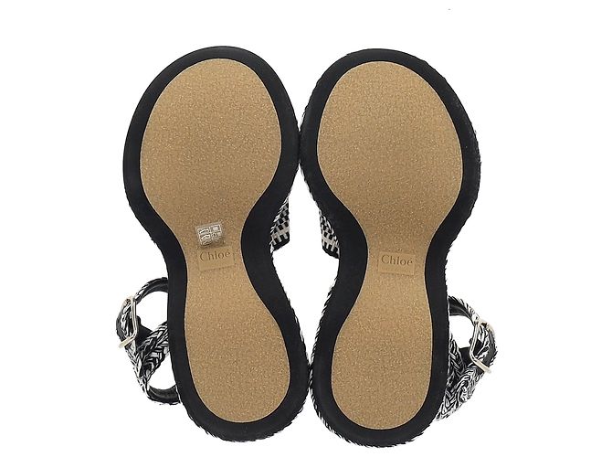 Chloé Chloè Meril Flat Platform Sandals in Monochrome Fabric - view 2