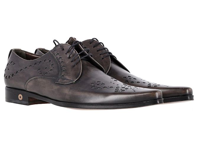 Dolce & Gabbana Scarpe Derby a Punta Traforate in Pelle Marrone - vista 2