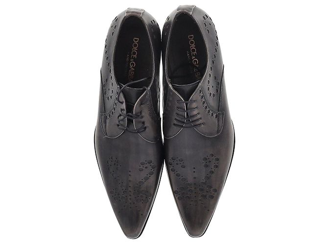 Dolce & Gabbana Scarpe Derby a Punta Traforate in Pelle Marrone - vista 6