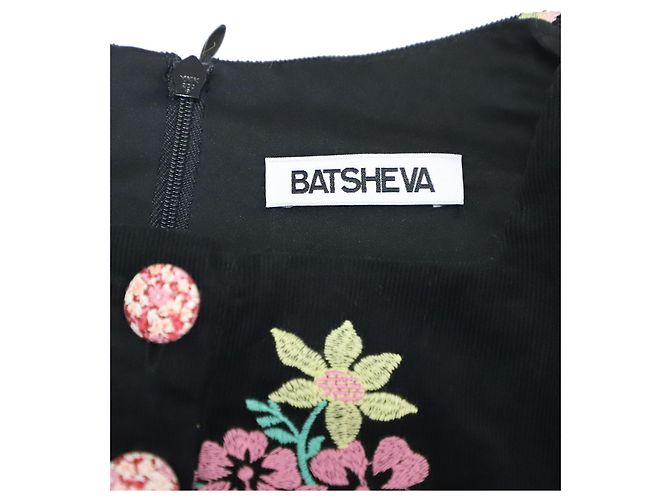 Autre Marque Batsheva Vestido midi con mangas abullonadas en algodón con estampado floral negro - vista 7