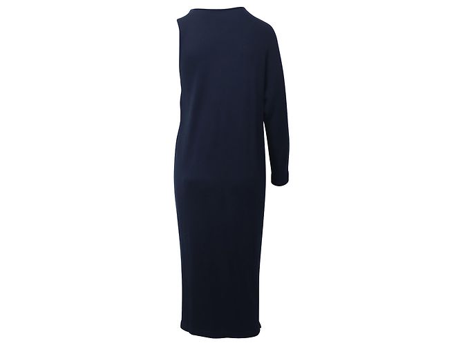 Abito monospalla The Row in lana blu navy - vista 3
