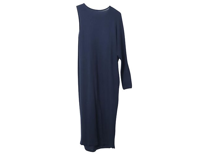 Abito monospalla The Row in lana blu navy - vista 4